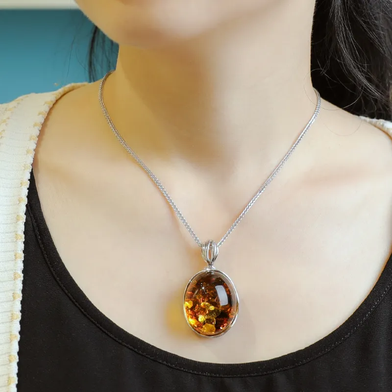 S&A S925 Silver, Amber Necklaces Women's-1