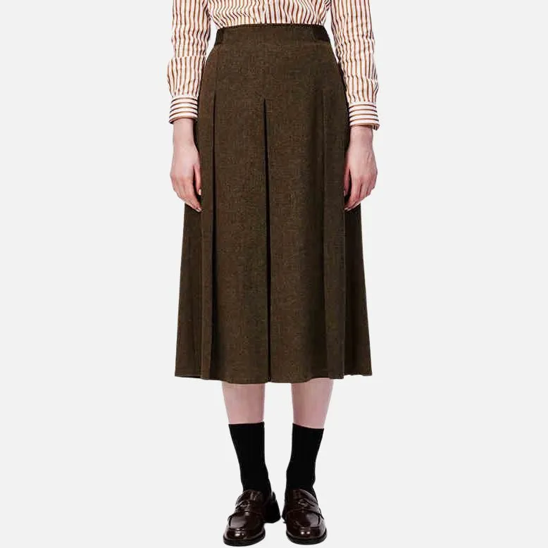 HAZZYS Casual Long Skirt Women's Brown Green-2