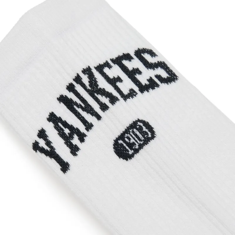 MLB New York Yankees Mid Calf Socks Unisex 1 Pack White-2