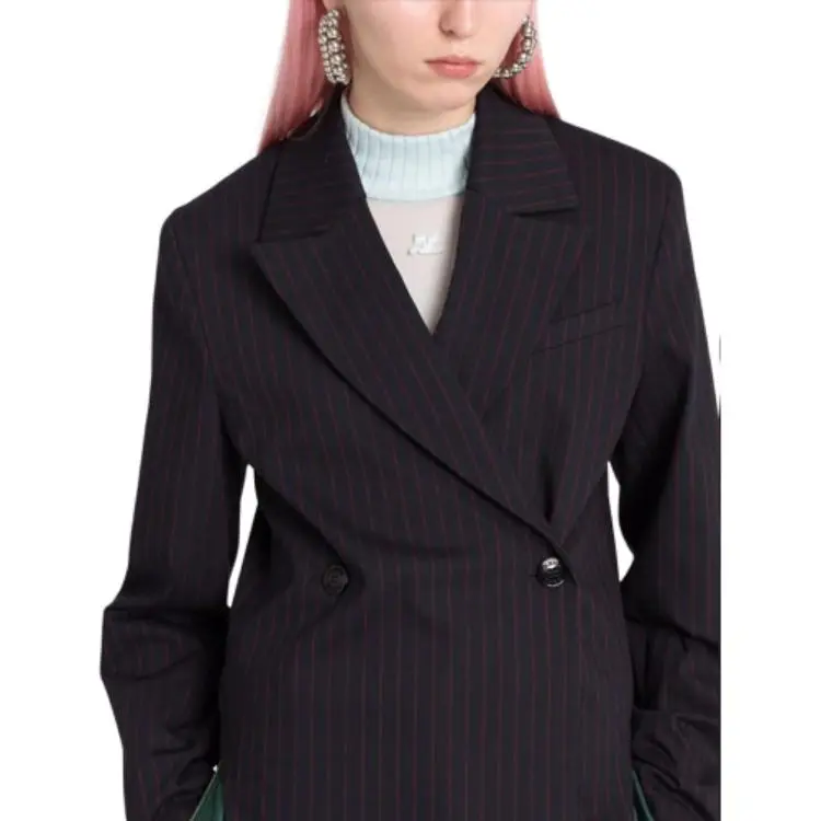 GANNI Stretch Stripe Blazer 'Sky Captain'-4