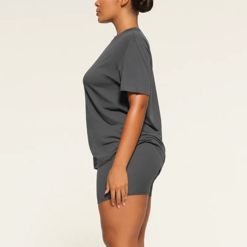 SKIMS Drop Shoulder Sleeve T-Shirt Women's ASH/Gray Black-3