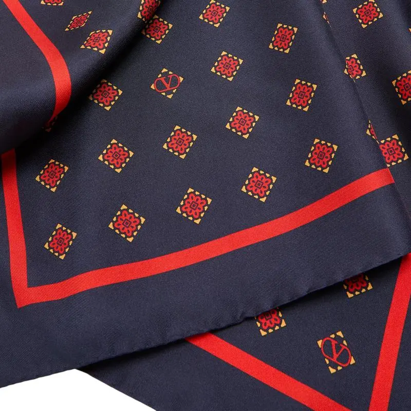 Valentino Mulberry Silk, Silk Scarves Men's Marine Blue-2