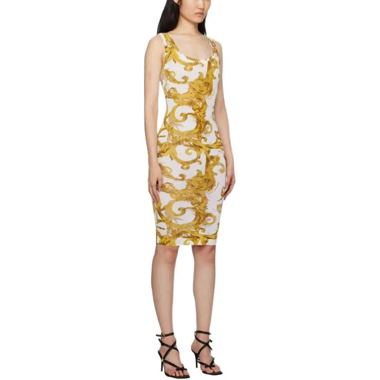 VERSACE JEANS Sleeveless Dress Women's Gold White-1
