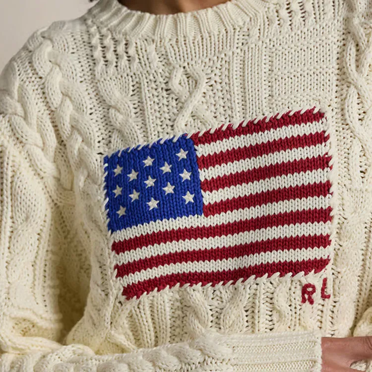 Polo Ralph Lauren Aran Knit Flag Jumper-4