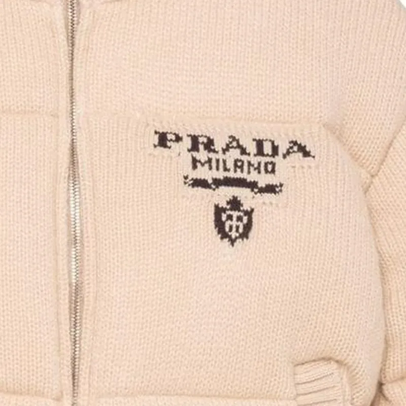 PRADA Logo detail Cashmere Padded Jacket-4