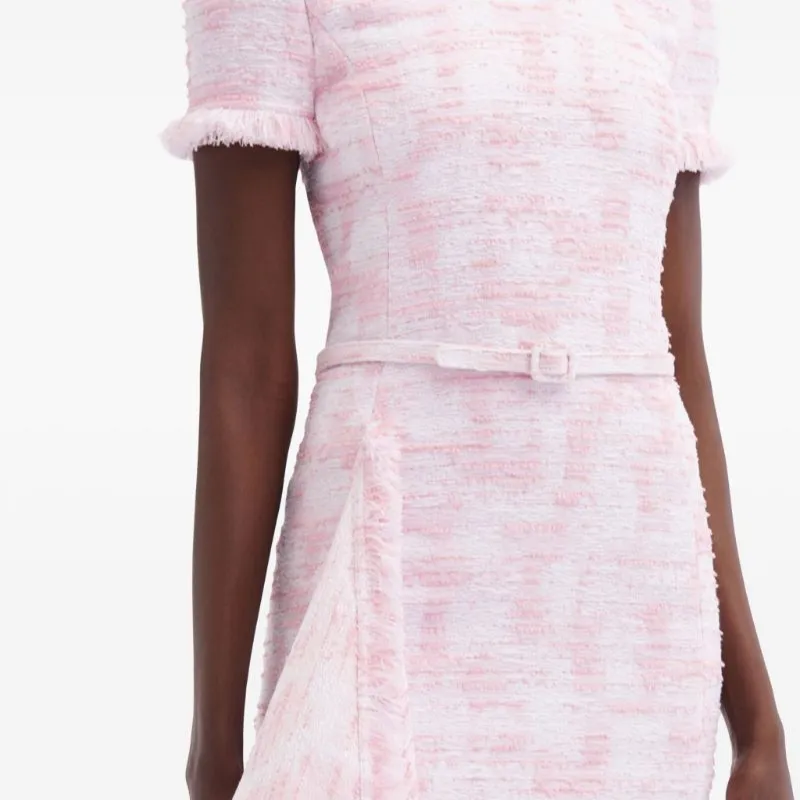 Oscar De La Renta Textured Tweed Draped Minidress-4