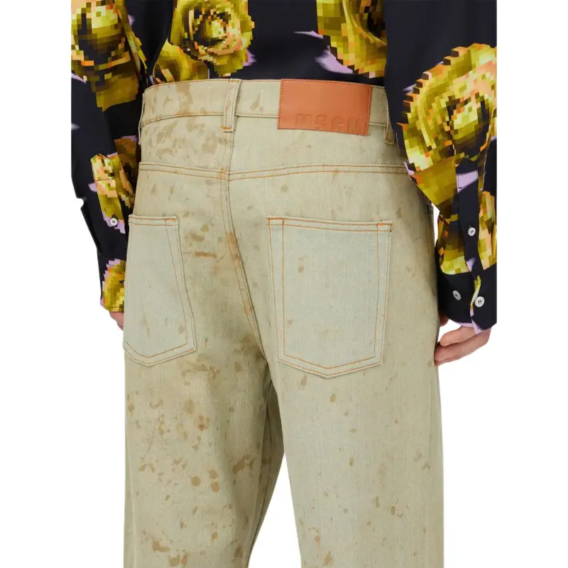 MSGM Logo Patch Tie Dyed Printed Jeans-1