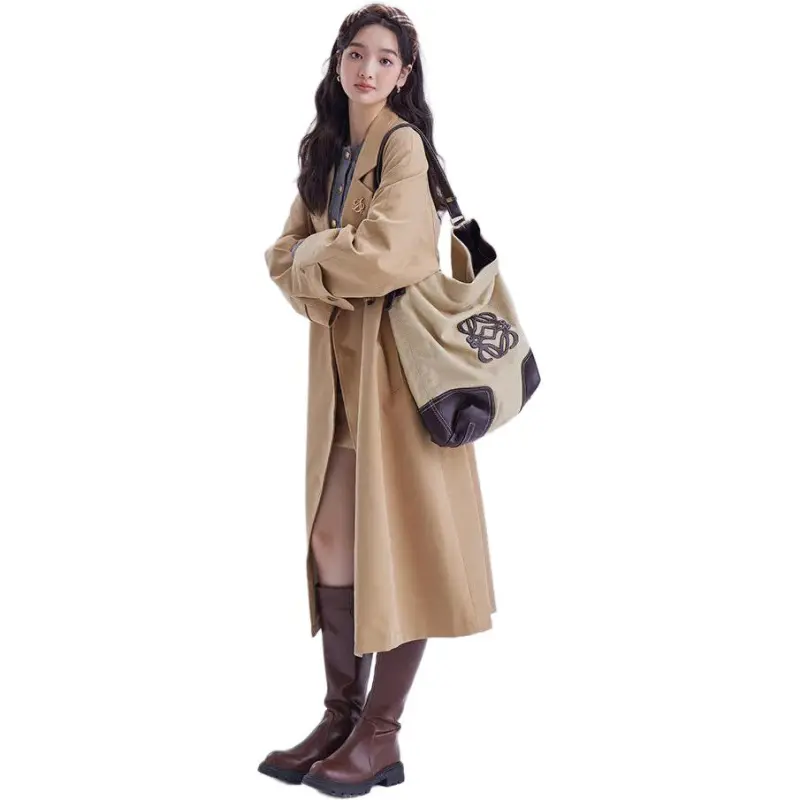 DEAR DEER PUFF Trench Coat Women's Coffee-1