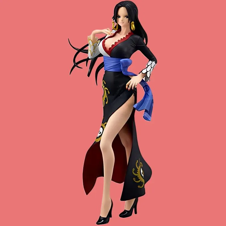 BANPRESTO Boa Hancock Glass Factory One Piece Stampede Theater Boa Hancock Black Dress Bonus Gifts 24cm-3