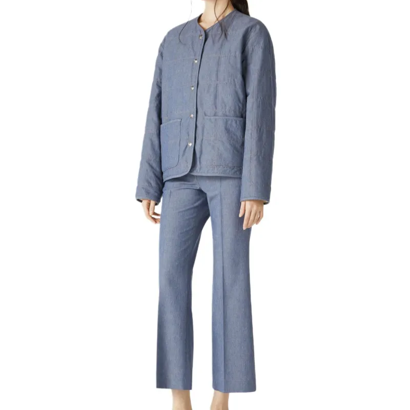 Loro Piana Casual Pants Women's Chambord Blue-2