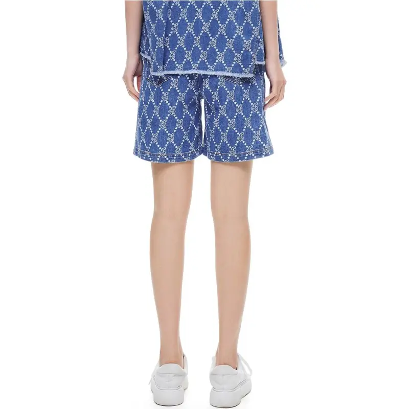 XII BASKET Denim Shorts Women's Aqua Blue-2