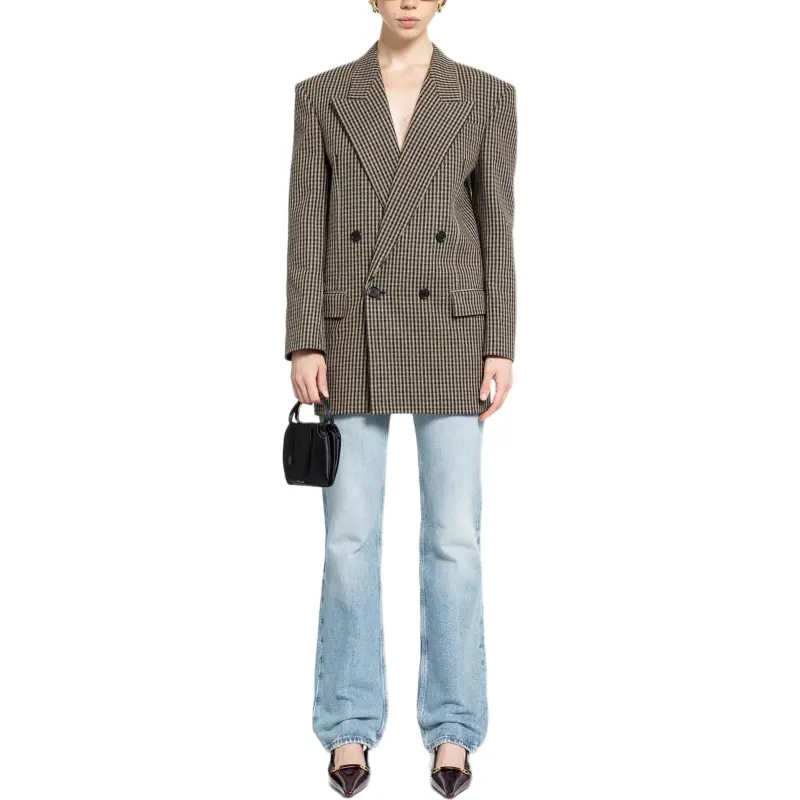SAINT LAURENT Double Breasted Checked Jacket-3