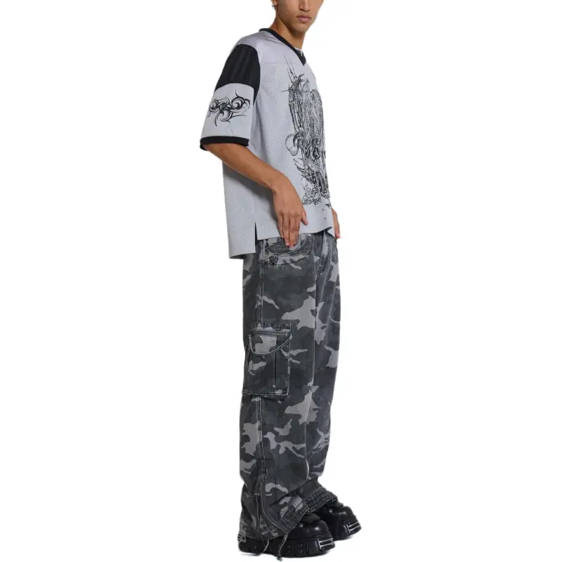 Jaded London Washed Black Trooper Camo Cargo Pant Cargo Pants Men's Washed Black-3