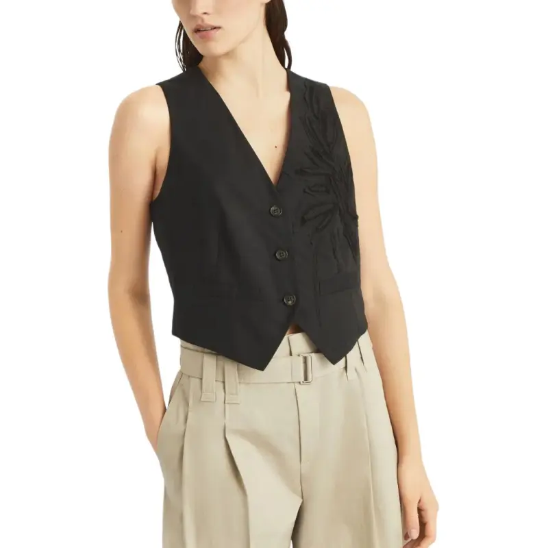 Brunello Cucinelli Flora appliqué Waistcoat-3