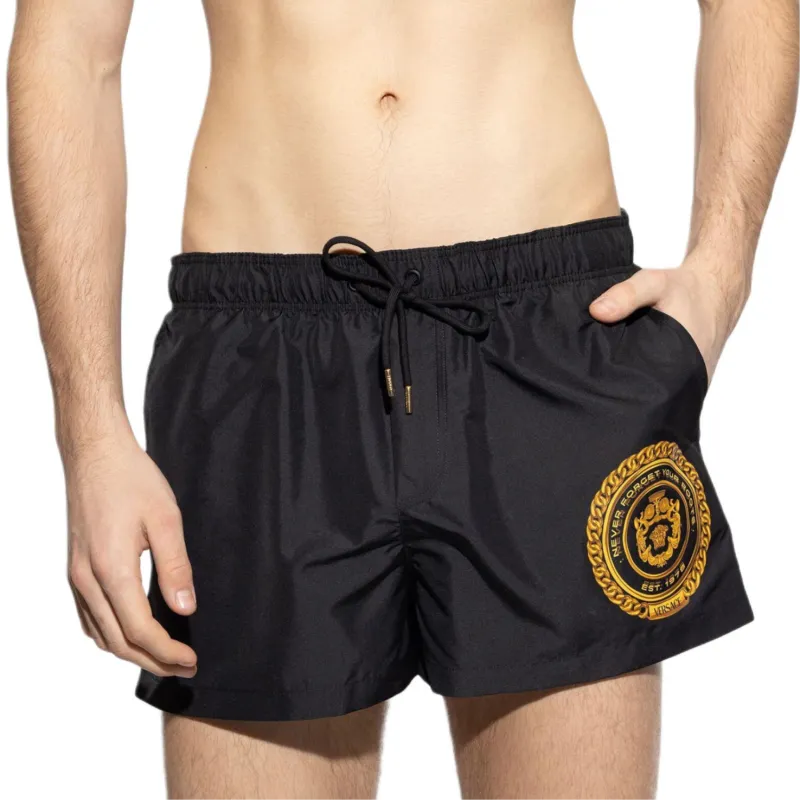 VERSACE Logo Printed Drawstring Swim Shorts-1