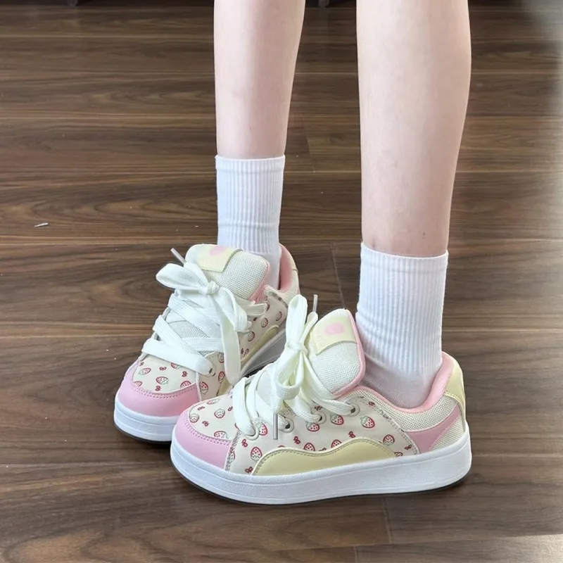 Betu Low Top Skateboard Shoes Women's Strawberry Pink-4