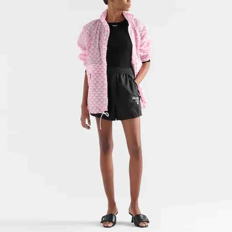 PRADA Logo Printed Elastic Waist Shorts-1