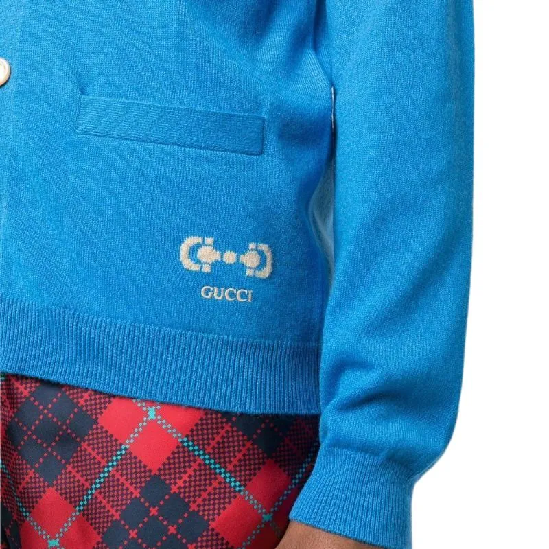 GUCCI Horsebit Detail V Neck Cardigan-4