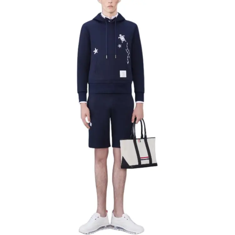 THOM BROWNE Embroidered Drawstring Track Shorts-2