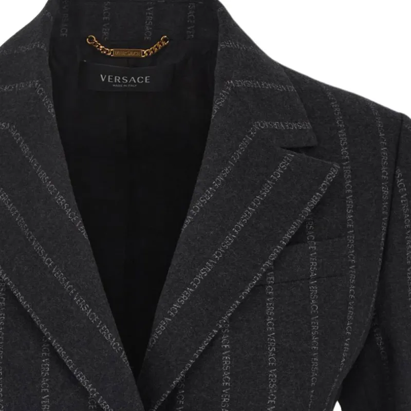 VERSACE Logo Printed Single Breasted Blazer-2
