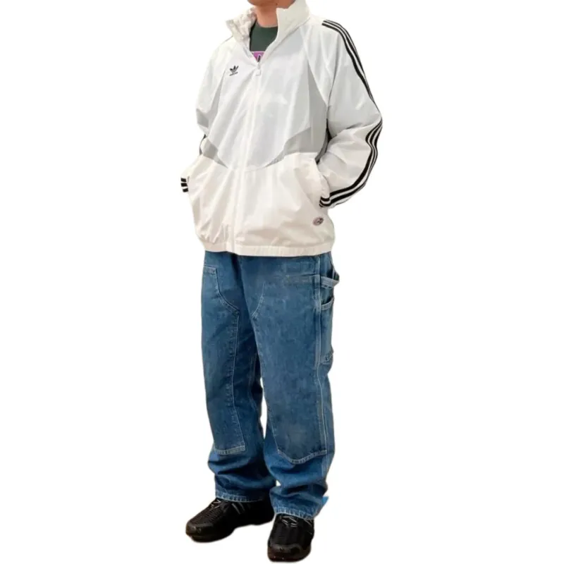Adidas Originals Retro Sports Stand Collar Jackets Men's White-3