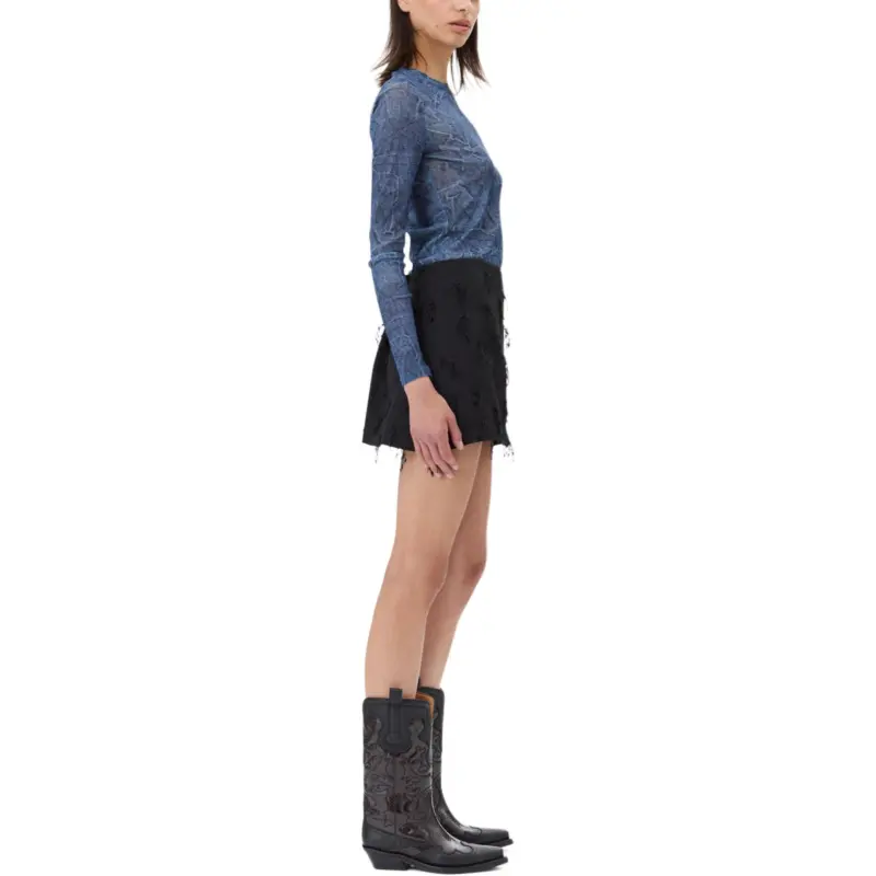GANNI Long Sleeved Denim Effect Top-4