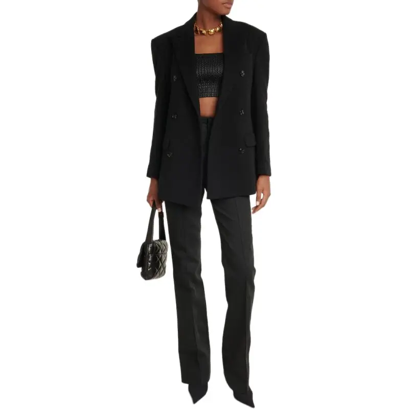 SAINT LAURENT High Waist Wide Leg Trousers-3