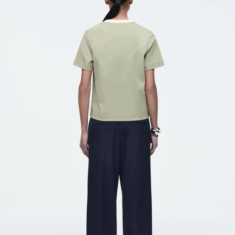 COS Regular T Shirt Women's Green/Beige-2