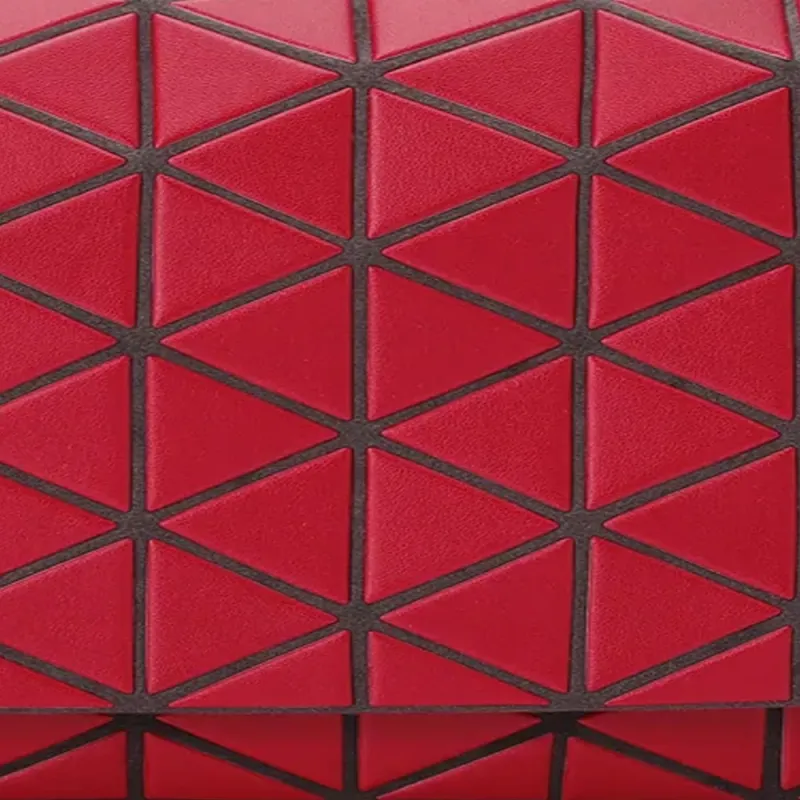 ISSEY MIYAKE Leather Handbag Medium Size Women's Red-1
