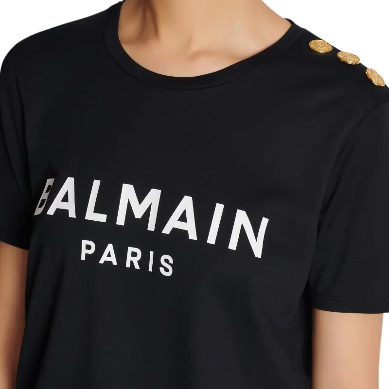 BALMAIN Logo Printed Crewneck T Shirt-6