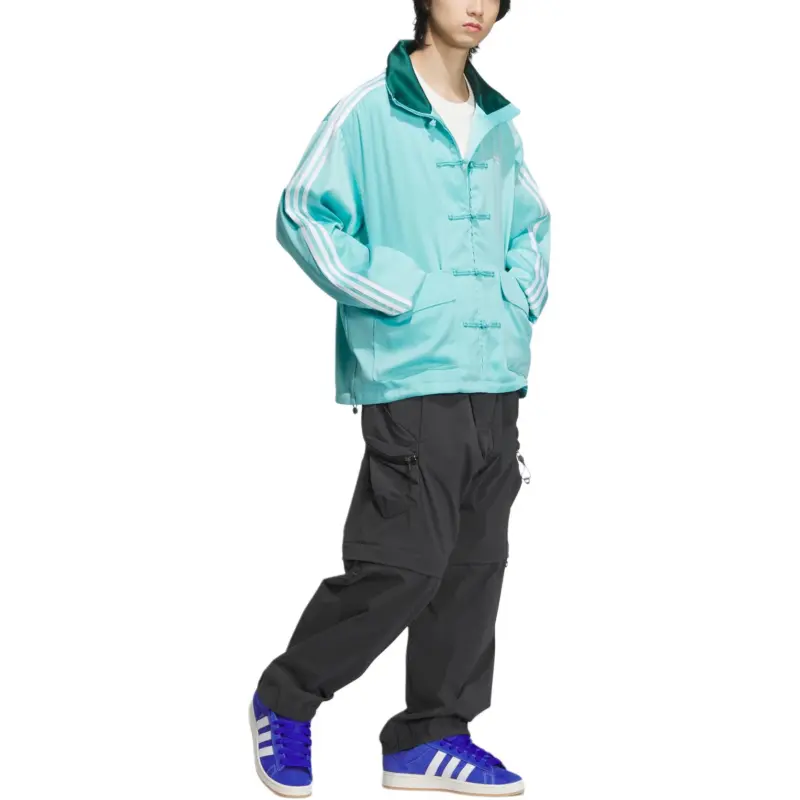 adidas originals SS24 Chinese Style Button-Stripe Jacket Mint Green-5