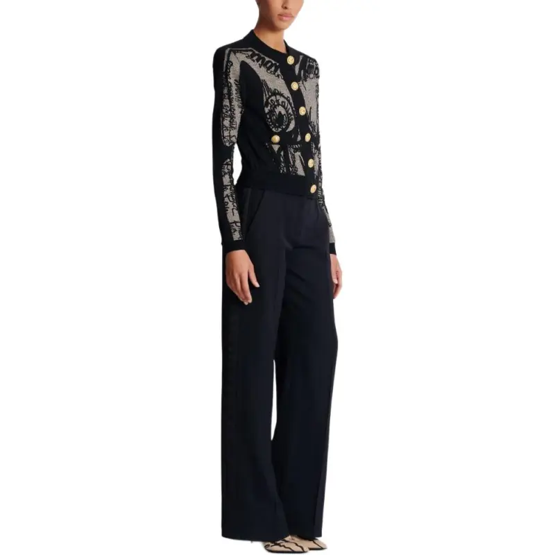 BALMAIN Intarsia knit Logo Cardigan-1