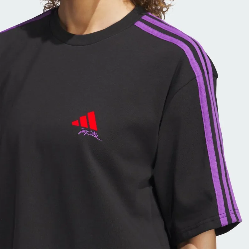 Adidas Drop Shoulder Sleeve T Shirt Women's Black-4