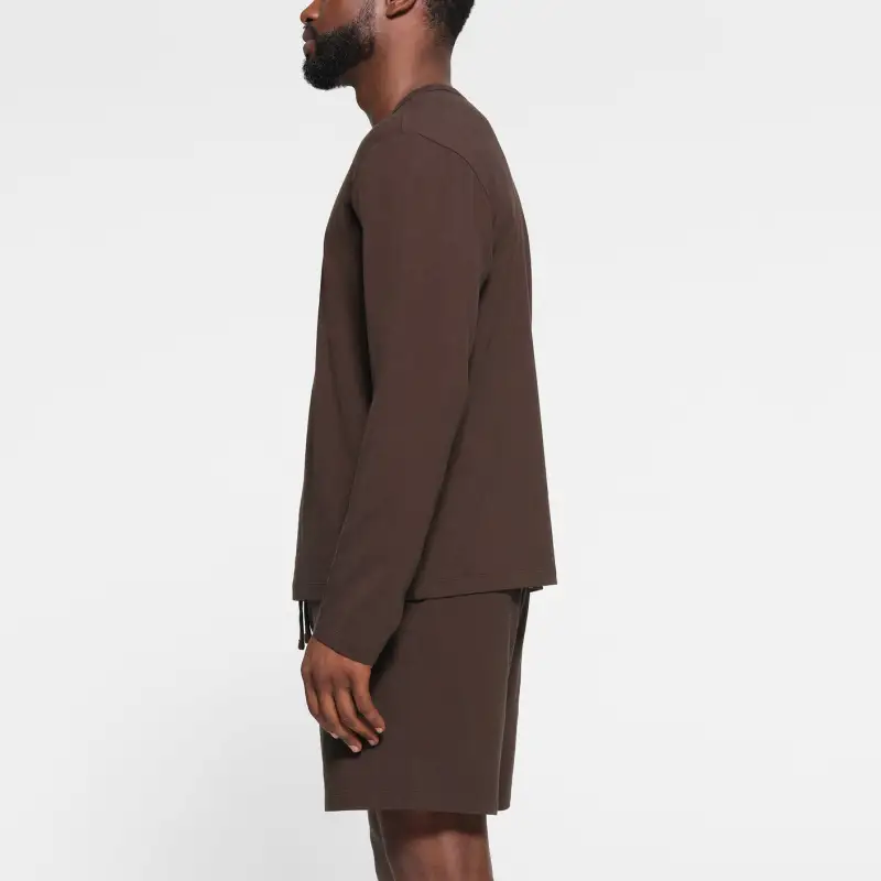 SKIMS JERSEY LOUNGE MENS LONG SLEEVE T-SHIRT T-Shirt Men's ESPRESSO/Dark Coffee Color-3