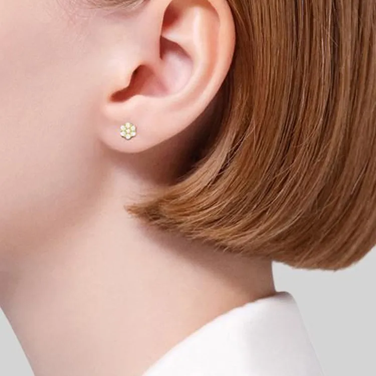 AHKAH Diamond Stud Earrings Unisex Gold-2