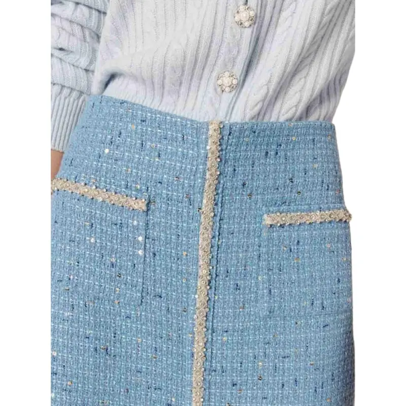 Maje Sequin embellished Tweed Midi Skirt-4