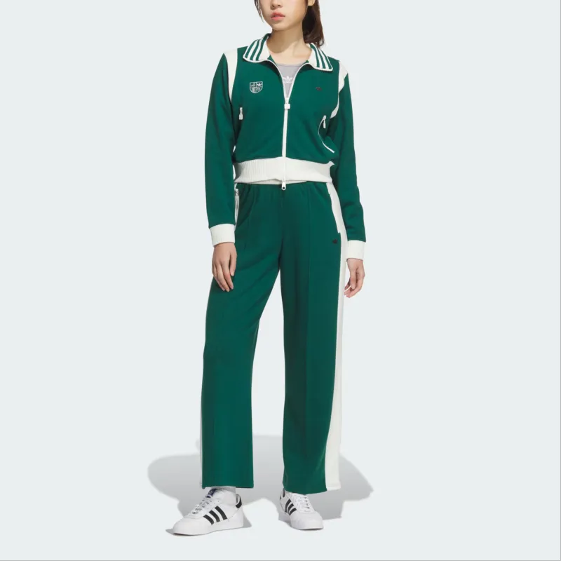 Adidas Originals RETRO SS25 SPORTY CLUB TRACK PANTS Knitted Sweatpants Women's Forest Green-1