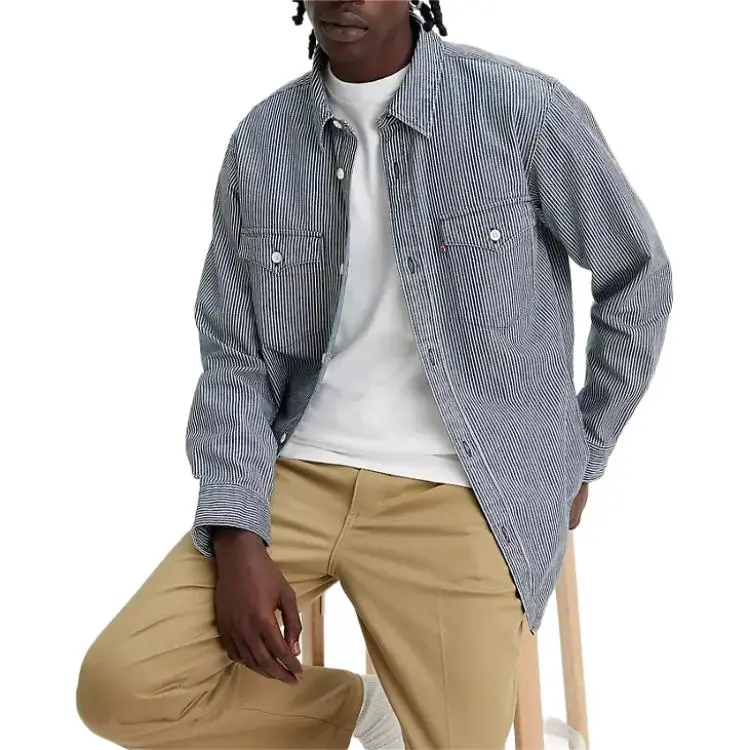 Levis Shirts Men Blue White Stripes-4