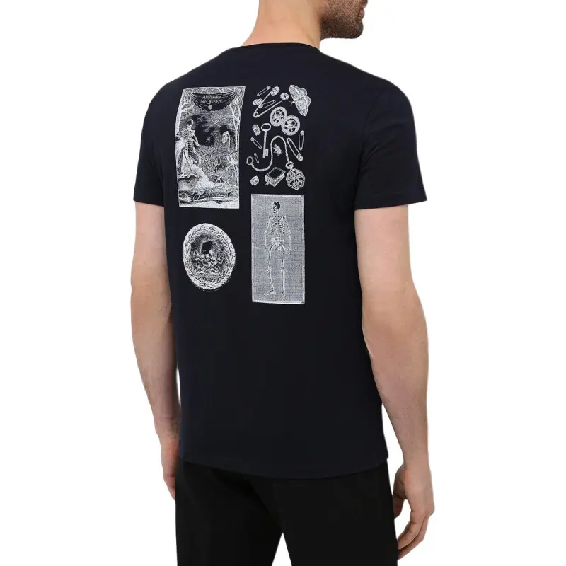 Alexander McQueen T Shirts Men Dark Blue-3