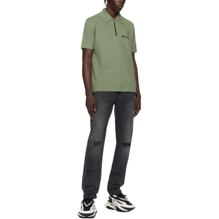 BALMAIN Logo Embroidered Short Sleeved Polo Shirt-3
