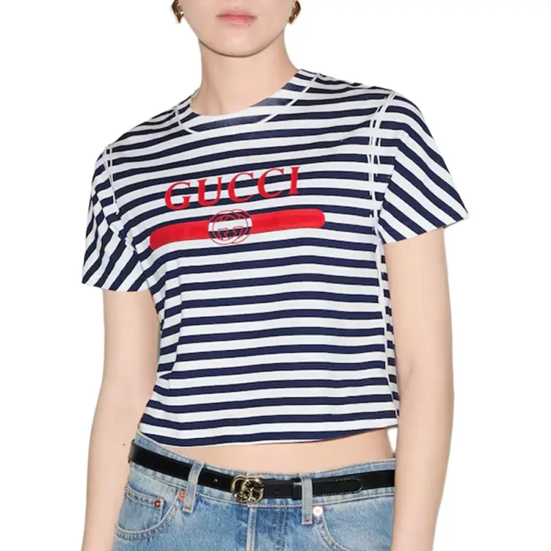 GUCCI Logo Printed Striped T Shirt-1