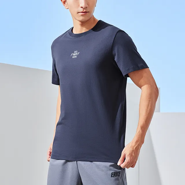 Erke Comprehensive Training Collection Sports Lifestyle Collection T Shirt Men's Reef Blue-5