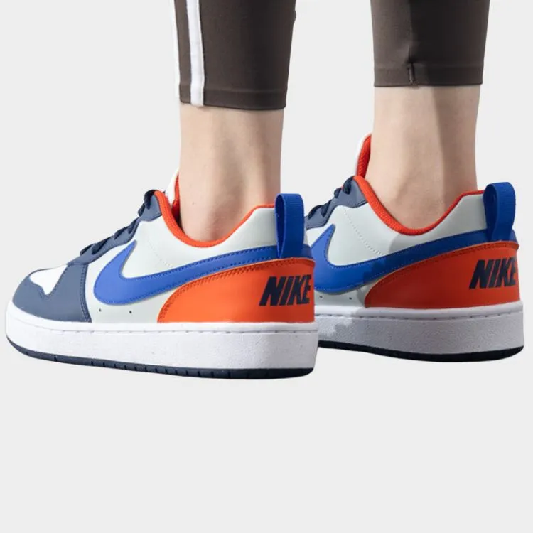 Nike Court Borough Breathable Low Top Kids' Skateboarding Shoes White Blue Unisex-2