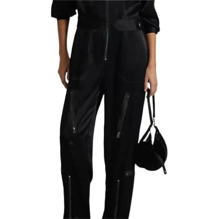 Polo Ralph Lauren Double-Faced Zip-Front Flight Suit Jumpsuit Women's Black-3