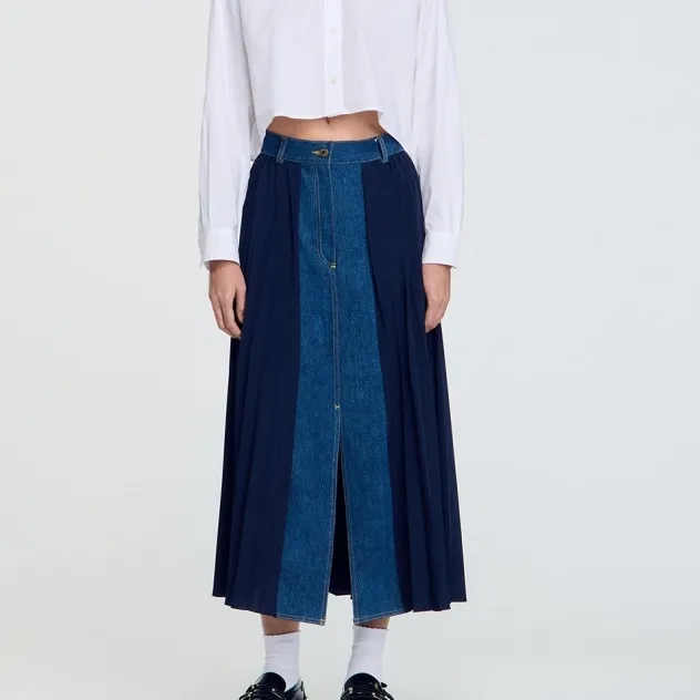 Sandro Pleated Midi Skirt-4
