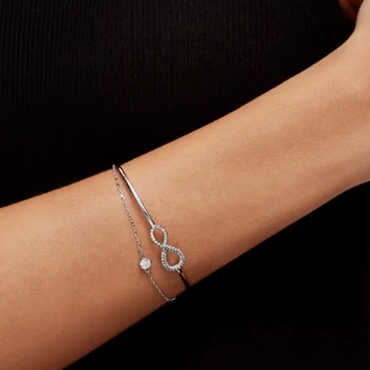 Swarovski Alloy, Silver Plated, Gold Plated, Rhodium Plated, Faux Crystal Bracelets Women's Silver-1