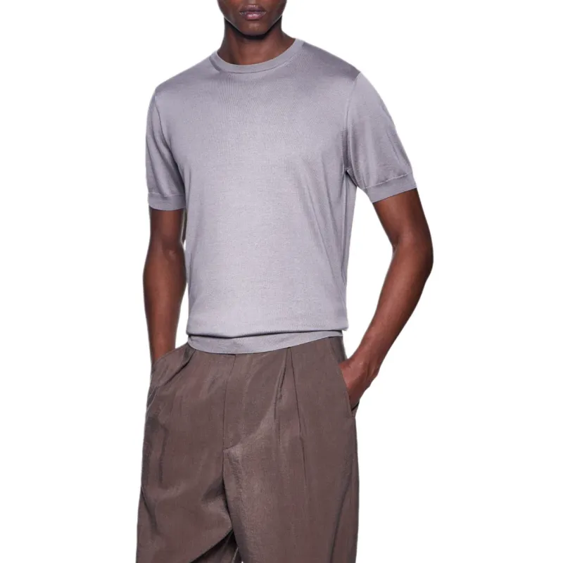 GIORGIO ARMANI Short sleeved Crew neck Jumper In Silk And Cotton-1