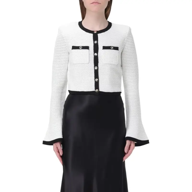 Self portrait Pointelle knit Cropped Cardigan-1