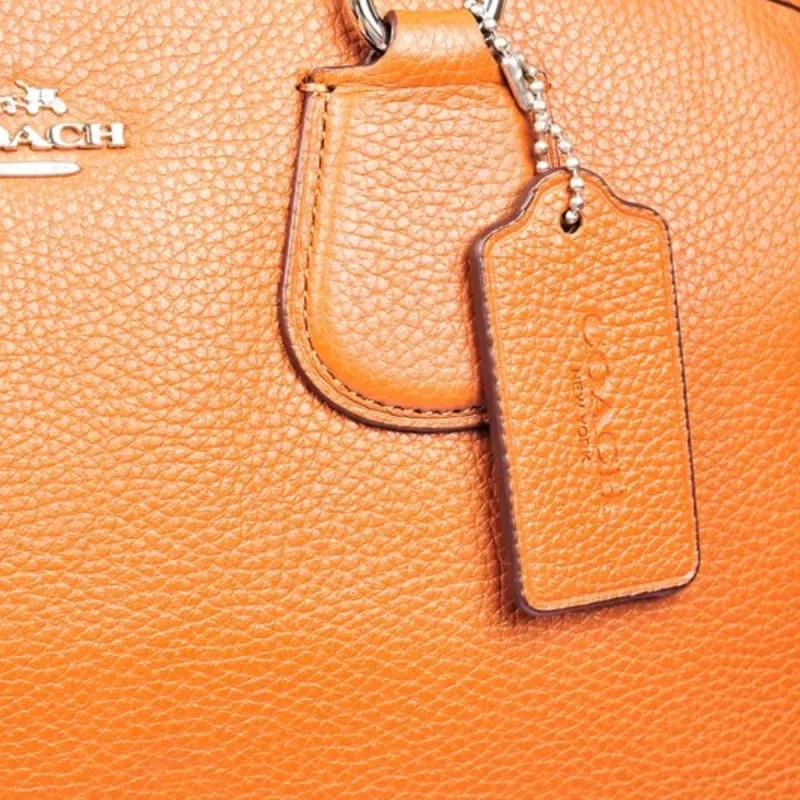 COACH Leather Tote Bag, Shopping Bag, Handbag Women's Orange-4