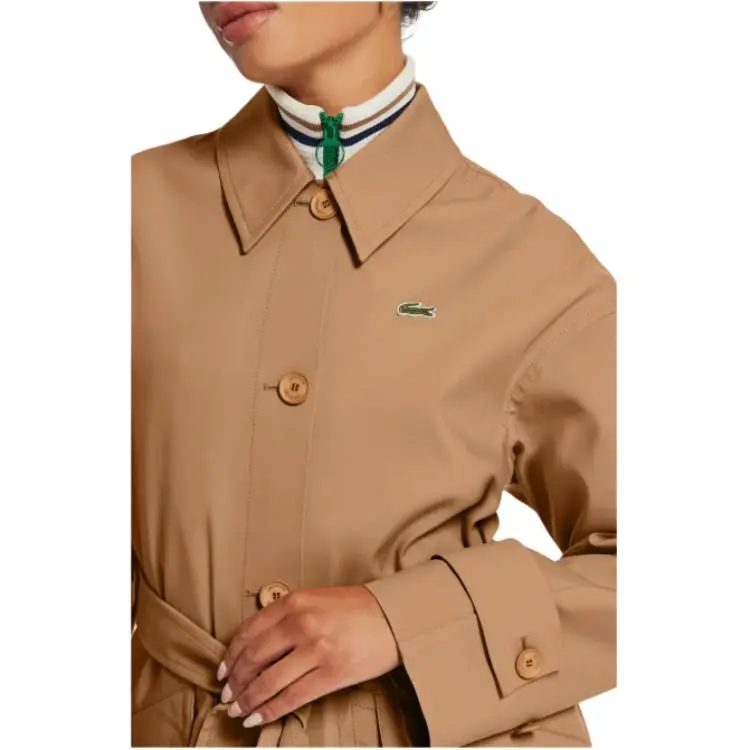 LACOSTE Trench Coat Women's Beige-4